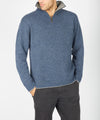 Mens knitted half zip pullover Blue Stone
