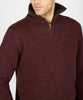 Mens knitted half zip pullover Claret Marl