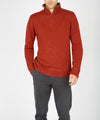 Mens knitted half zip pullover Russet