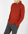 Mens knitted half zip pullover Russet
