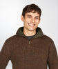 Mens knitted half zip pullover Earth Brown