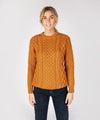 Blasket Honeycomb Stitch Womens Aran Sweater Golden Ochre