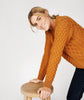 Blasket Honeycomb Stitch Womens Aran Sweater Golden Ochre