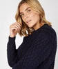 Blasket Honeycomb Stitch Womens Aran Sweater Navy
