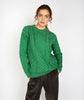 Blasket Honeycomb Stitch Womens Aran Sweater Green Marl