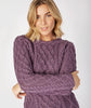 Lambay Lattice Cable Aran Sweater Warm Lavender