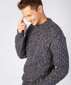 Carraig Luxe Aran Sweater Navy Marl