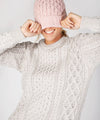 Luxe Aran Hat Pink Mist