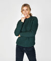 Cuileann Womens Aran Crew Neck Sweater Evergreen