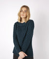 Spindle Aran Cable Neck Sweater Atlantic Blue