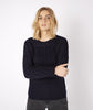 Spindle Aran Cable Neck Sweater Navy