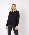 Spindle Aran Cable Neck Sweater Navy
