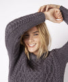 Spindle Aran Cable Neck Sweater Steel Marl