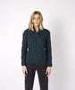 Bramble Aran Shawl Collar Sweater Atlantic Blue