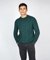 Fearnóg Aran Crew Neck Sweater Evergreen