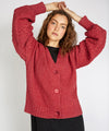 Thistle Cable Knit Sleeves Cardigan Coral