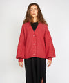 Thistle Cable Knit Sleeves Cardigan Coral
