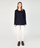 Primrose' A-Line Cable Round Neck Sweater Navy