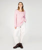 Primrose' A-Line Cable Round Neck Sweater Pale Pink