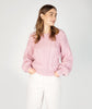 'Honeysuckle' Cropped Aran Sweater Pale Pink