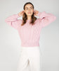 'Honeysuckle' Cropped Aran Sweater Pale Pink