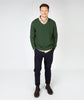 Moss Stripe V-Neck Sweater Tundra