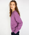 Mill Lane Cable V-neck Orchid