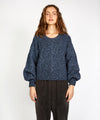 Rosehip Cable Knit Cropped Sweater Dark Denim